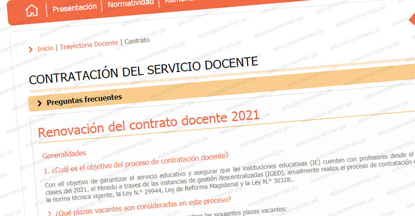 MINEDU: Entérate cómo será la Renovación del Contrato Docente 2021 [Documento Oficial]