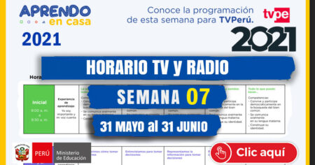 HORARIO RADIO Y TV SEMANA 07 APRENDO EN CASA 2021