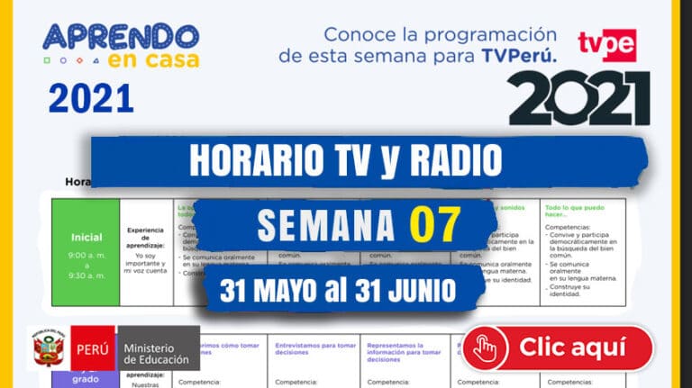 HORARIO RADIO Y TV SEMANA 07 APRENDO EN CASA 2021