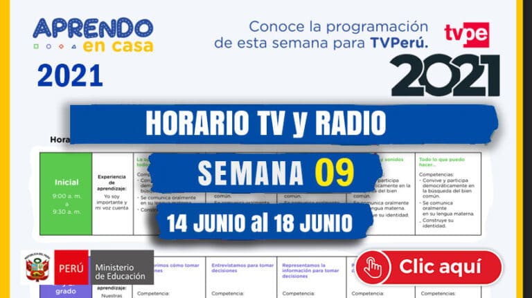 Horario TV PERU y RADIO NACIONAL semana 09 inicial primaria y secundaria 2021