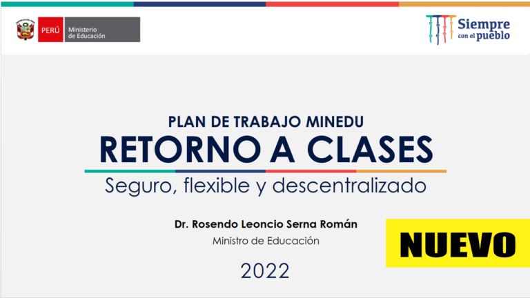 Minedu publica plan de trabajo para el retorno a clases MARZO 2022