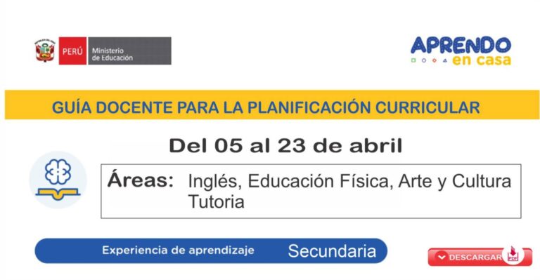 Planificacion curricular para el mes de abril Nivel Secundaria otras areas como son Ingles educacion fisica arte y cultura y tutoria.